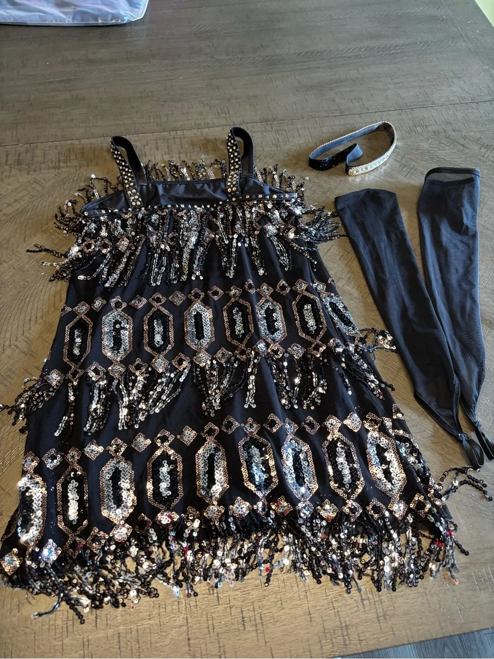 Weissman Black Sequined dance dress Dress with Beaded Accents